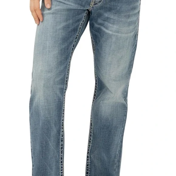 36x34 Silver Jeans Men's Relaxed Fit Straight Leg Medium Blue - Picture 2 of 6